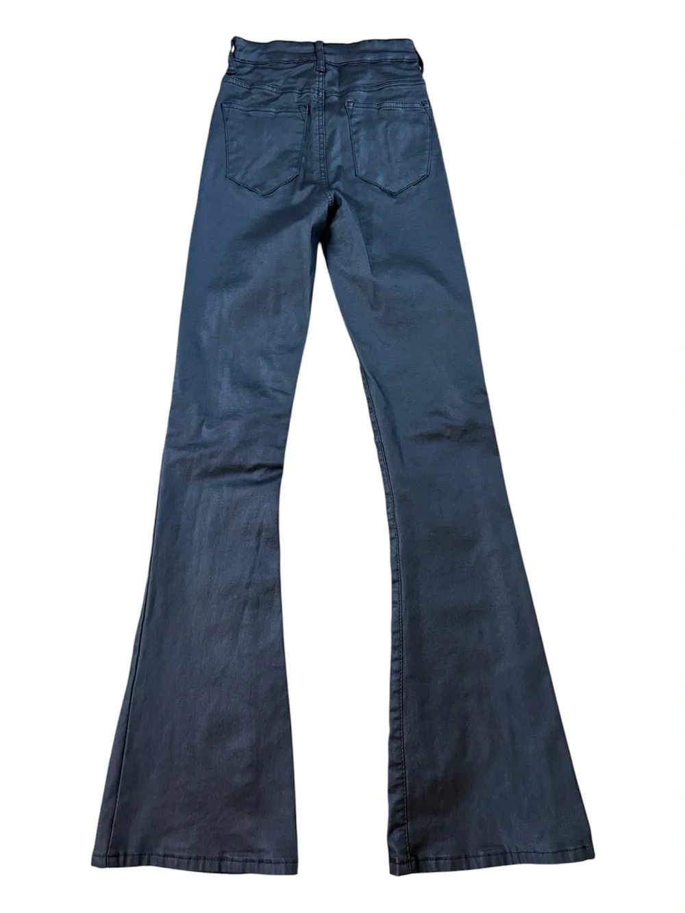 Edikted Luna Faux Leather Mid Rise Flare Black Jeans.  Size XS